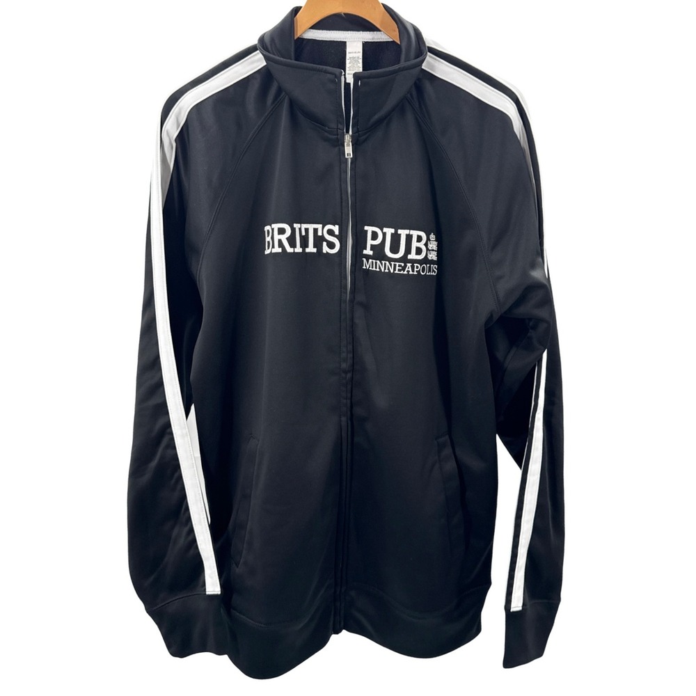 Brit's Pub Minneapolis Track Jacket Men's Large Black White Full Zip Soccer